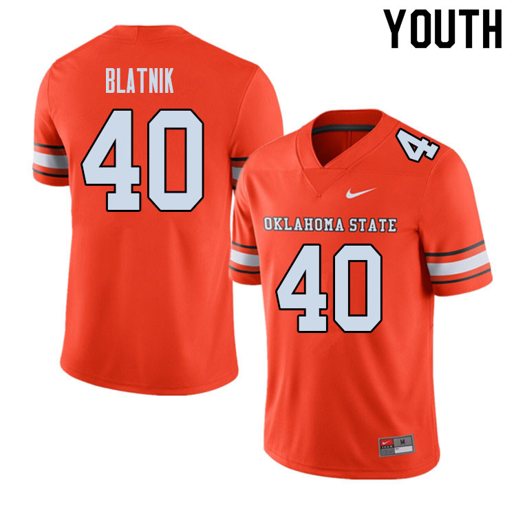 Youth #40 Colby Blatnik Oklahoma State Cowboys College Football Jerseys Sale-Alternate - Click Image to Close